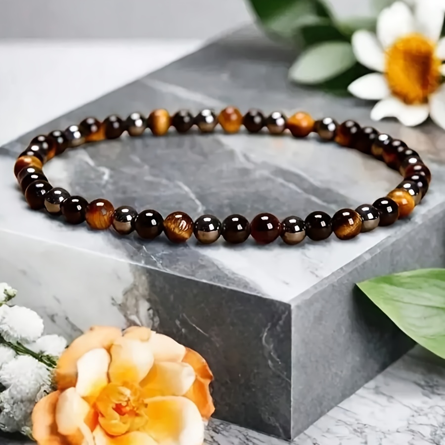 Unisex Natural Stone Triple Protection Bracelet, Beaded Gift